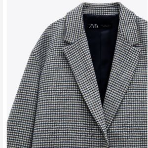 ZARA Houndstooth Button Coat